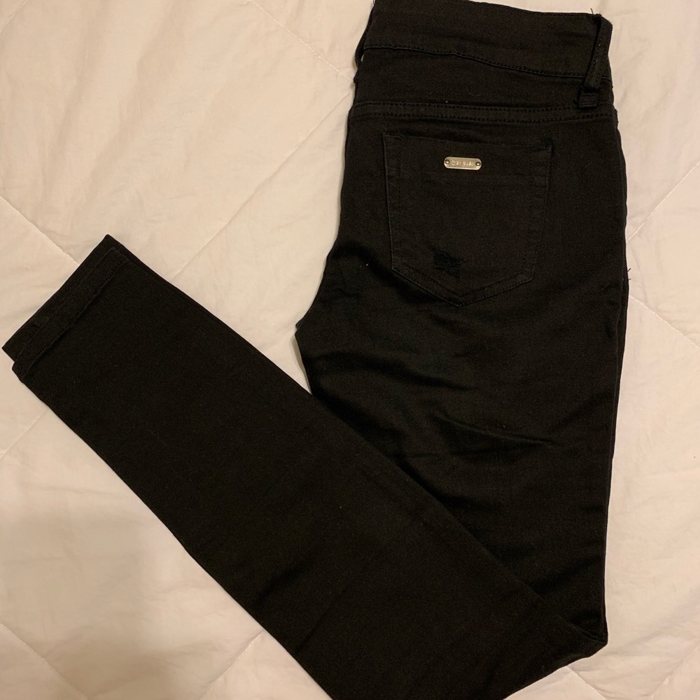 Guess black ripped jeans